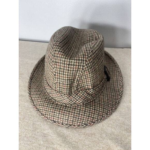 Vintage Pendleton Plaid Fedora Hat 100% Pure Virgin Wool Men's Size 7 1/8 - Picture 1 of 7